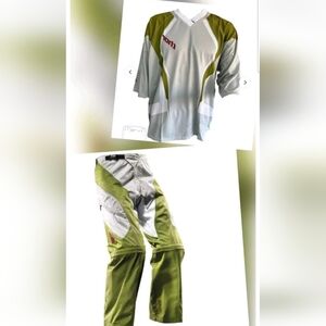 NWT Thor Static Motocross Dirt Bike Riding Jersey Pants Combo Sz 32 Olive/Silver